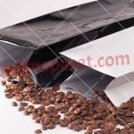 Valfli Kahve Torbası Siyah Alüminyum 12.5x40x8 Valfli Kahve Poşetleri