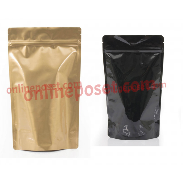 13x22,5 Mat Siyah - Mat Gold Alüminyum Kilitli Doypack
