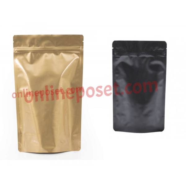16x27 Mat Siyah - Mat Gold Alüminyum Kilitli Doypack Altın/Gold  Doypack